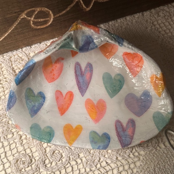 Hand Crafted Other - Hand Crafted Decoupage Hearts Sea Shell Ring Trinket Dish